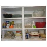 Contents of Cabinet - Glass Plates, Misc Cups++