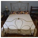 Antique Gold Painted Iron Bed Frame- Full/Queen
