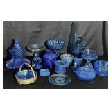 Collection of Blue Glass - Vases & Dishes++