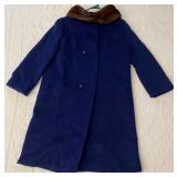 Vintage Ladies Wool Coat with Fur Collar
