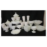 24 Pcs "Fancy Grapes" Milk Glass Collection