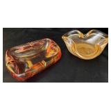 2 Pc Vintage Glass Ashtrays