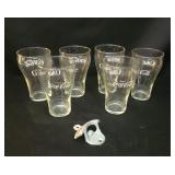 6 Pcs Coca-Cola Glasses & Bottle Cap Opener
