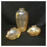 3 Pcs Pressed Glass Piggy Banks & Vase