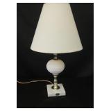 Hobnail Milk Glass & Marble Base Lamp- Works