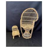 2 Pcs Wicker Doll Chairs - Peacock & Lounge