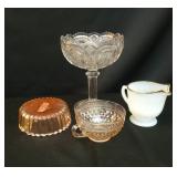 4 Pcs Colored Depression Glass & Fire King
