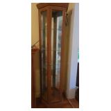Wood Glass Front Lighted Half-Moon Curio Cabinet