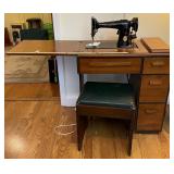 Vintage Sewing Table & Stool with Singer
