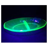 Vintage Uranium Glass Divided Dish