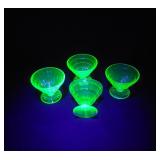 4 Pcs Vintage Uranium Glass Sorbet Dishes