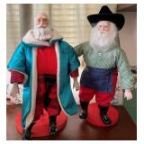 Pair of Handmade Santas