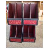 4 Wooden Red & Black File Holders