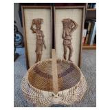 Basket & 2 Pcs Wood D©cor