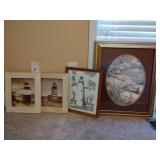 4 Pieces Lighthouse Artwork