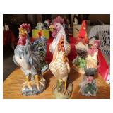 7 Rooster Figurines