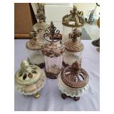 7 Crackle Glass Candle Holders