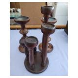 3 Wooden Candle Holders