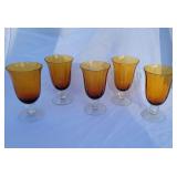 5pc Amber Goblet Set - glass