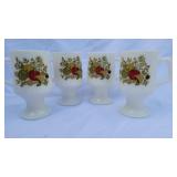 Milk Glass Veggies Mugs - Set of 4