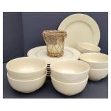 Cream & Brown Dishes Set