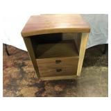 Walnut Mid-Mod 2 Drawer Night Stand