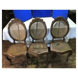 3 Walnut Victorian Cane Back Chairs