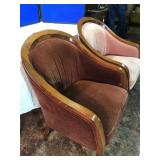 2 Walnut Barrell Back Side Chairs by Helikon