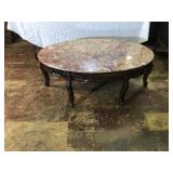 Large Oval Carved Mahogany Coffee Table