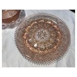 Pink Depression in Sandwich Pattern Serving Dishes