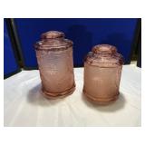 Pink Depression in Sandwich Pattern Cannisters