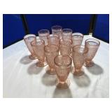 Pink Depression In Sandwich Pattern 12 Glasses
