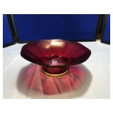 Red  Stretched Iridescent Fruit Bowl