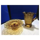 Amber Tea Pitcher & Amber Moon/Star Cake Plate
