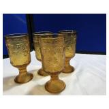 4 Amber Medium Sized Stemware