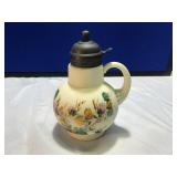 Hand Painted Satin Glass Syrup Container