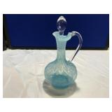 Blue Etched Cruet w/ Clear Handles