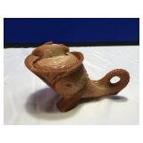 Greentown Chocolate Slag Dolphin Jewelry Dish