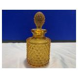 Amber Blown Hobnail Decanter W/ Stopper