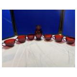 Ruby Red Glass: 6 Coffee Cups & 1 Vase