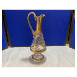 Clear & Gold Hand Painted Decanter
