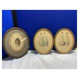 Wood Frame Photograph & 2 Lithographs