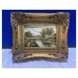 Oil Painting on Board of Amish Country Scene