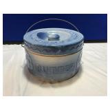 Blue Salt Glazed Butter Crock W/ Matching Lid
