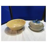 Crockery Casserole Dish & Yellow Mixing Bowl
