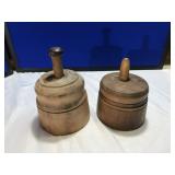 2 Round Wooden Butter Molds