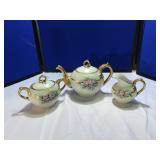 3 Pcs Handprinted French China Tea Set
