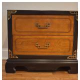 Brass Accent Asian Design Two-drawer Side Table