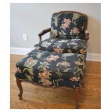 Fairfield Custom Upholstered Walnut Chair /Ottoman