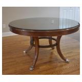 Banded Neoclassical Dining Table w/ Glass Top